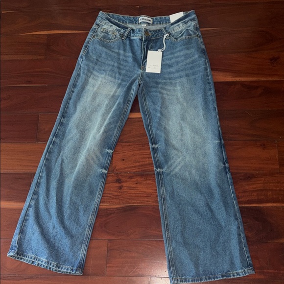 Disclosure Denim - Classic Blue Denim Jeans-Wide Straight Leg